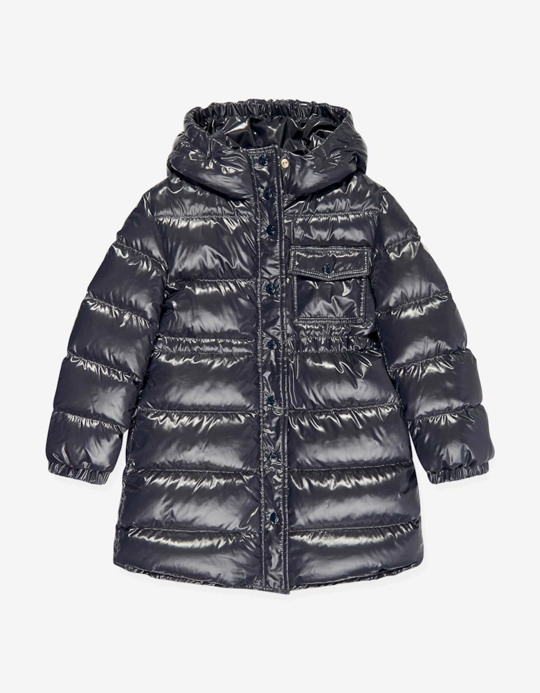 Enfant Girls Down Padded Dacca Long Parka in Navy
