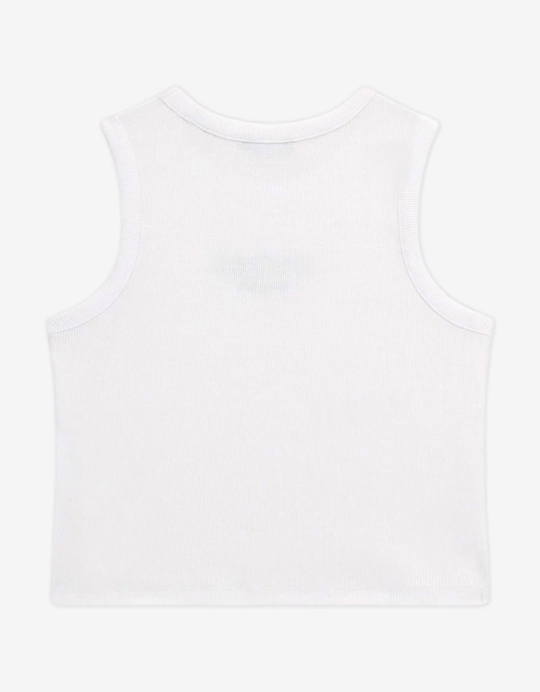 Girls Rib Midi Sleeveless Top in White