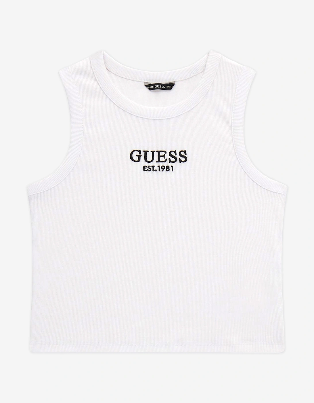 Girls Rib Midi Sleeveless Top in White, 5 of 4