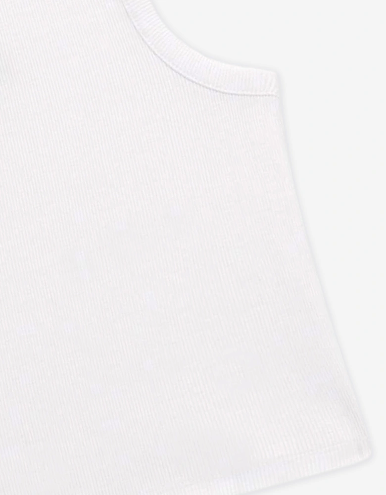 Girls Rib Midi Sleeveless Top in White