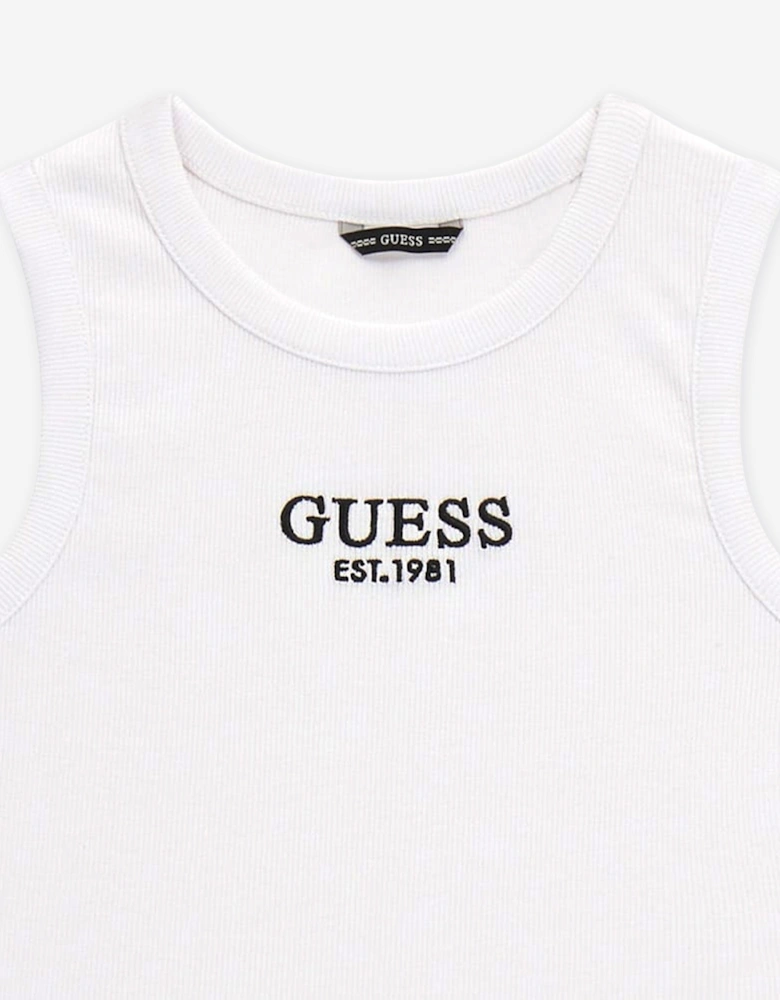 Girls Rib Midi Sleeveless Top in White