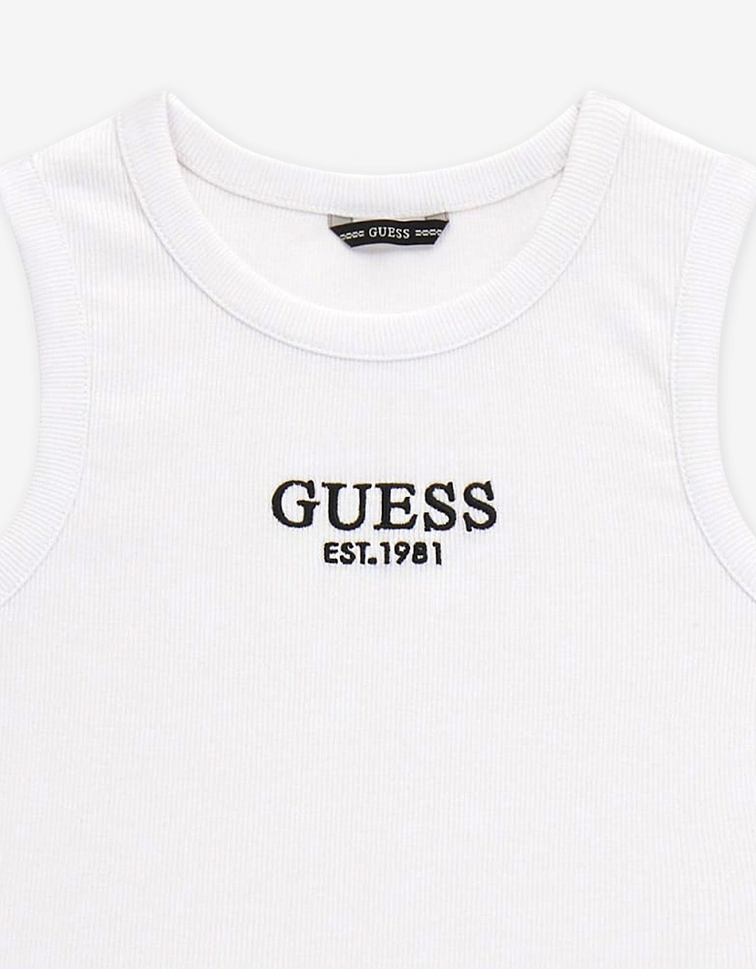 Girls Rib Midi Sleeveless Top in White