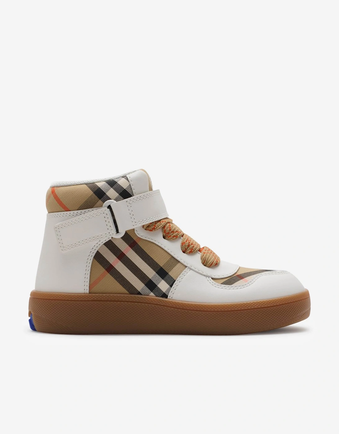 Kids Sheldon Check Trainers in White, 5 of 4