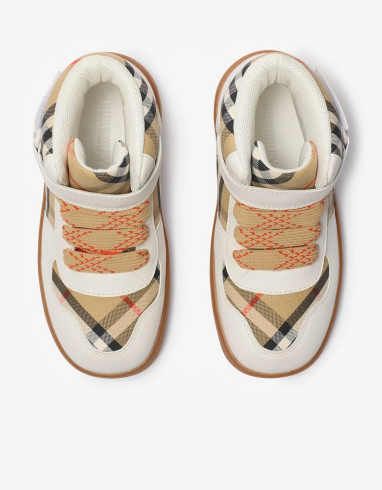 Kids Sheldon Check Trainers in White