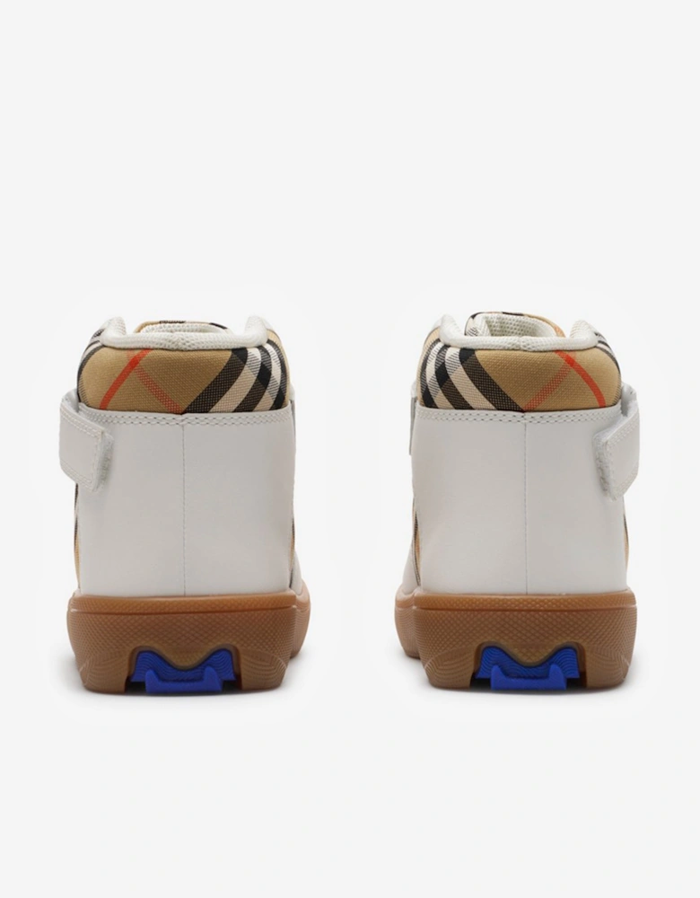Kids Sheldon Check Trainers in White