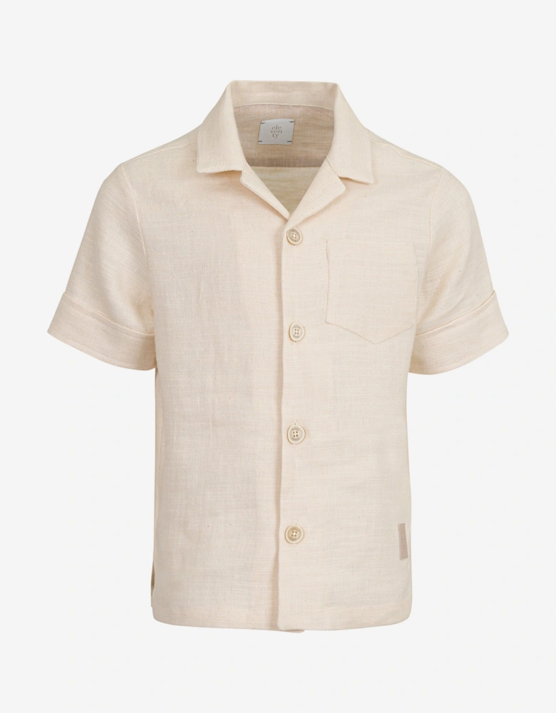 Boys Linen Short Sleeve Shirt in Ivory