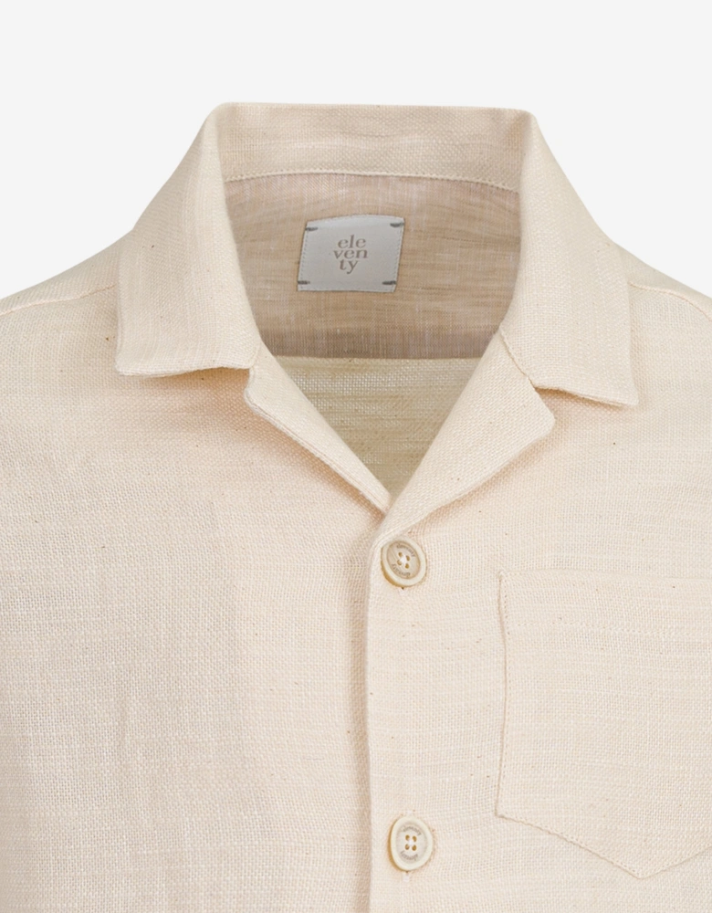 Boys Linen Short Sleeve Shirt in Ivory