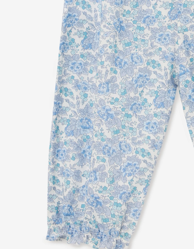 Baby Girls Floral Smocked Lilisy Jumpsuit in Blue