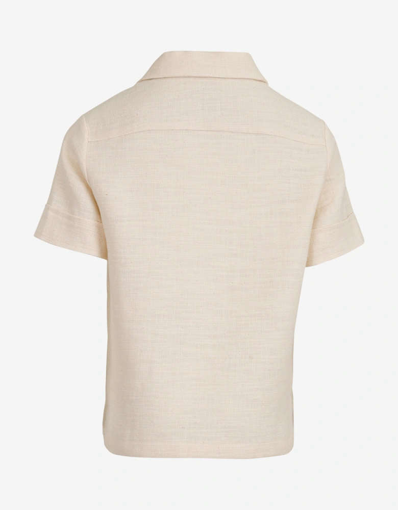 Boys Linen Short Sleeve Shirt in Ivory