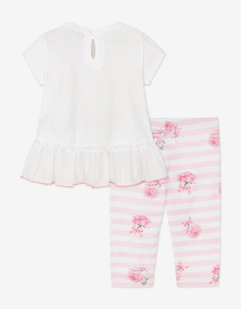 Baby Girls T-Shirt and Leggings Set in White