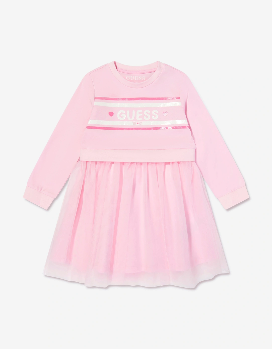 Girls Mixed Fabric Dress in Pink, 5 of 4