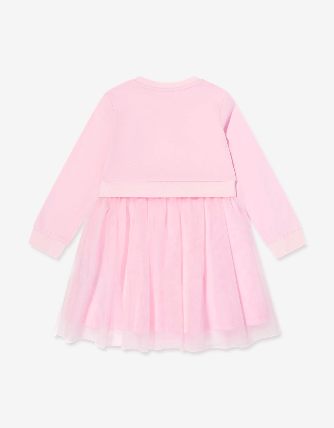 Girls Mixed Fabric Dress in Pink