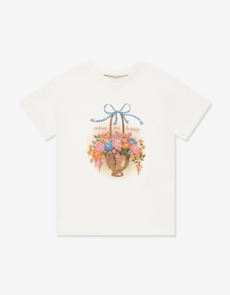 Girls Era Flower Basket in T-Shirt in Ivory