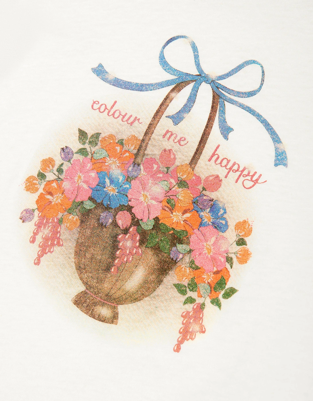 Girls Era Flower Basket in T-Shirt in Ivory