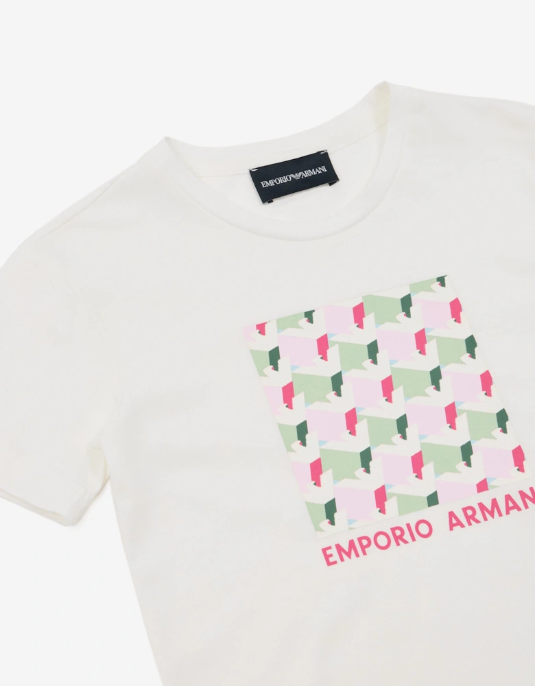 Girls 3D Logo T-Shirt in Ivory
