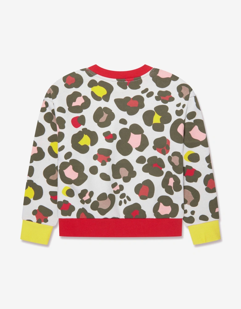 Girls Animal Print Sweatshirt in Stone