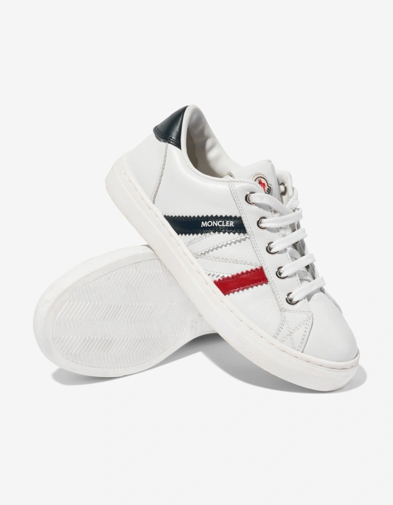 Enfant Kids Leather Petit Monaco Low Top Trainers in White