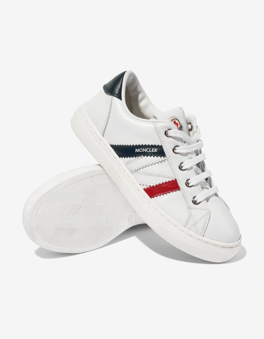 Enfant Kids Leather Petit Monaco Low Top Trainers in White