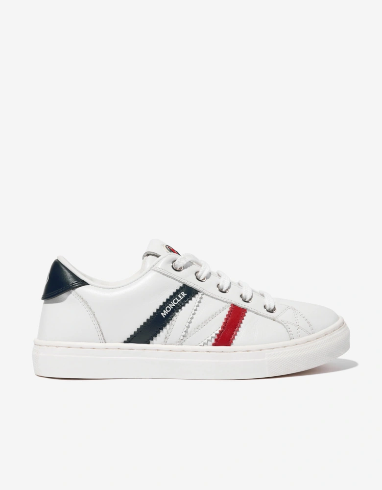 Enfant Kids Leather Petit Monaco Low Top Trainers in White