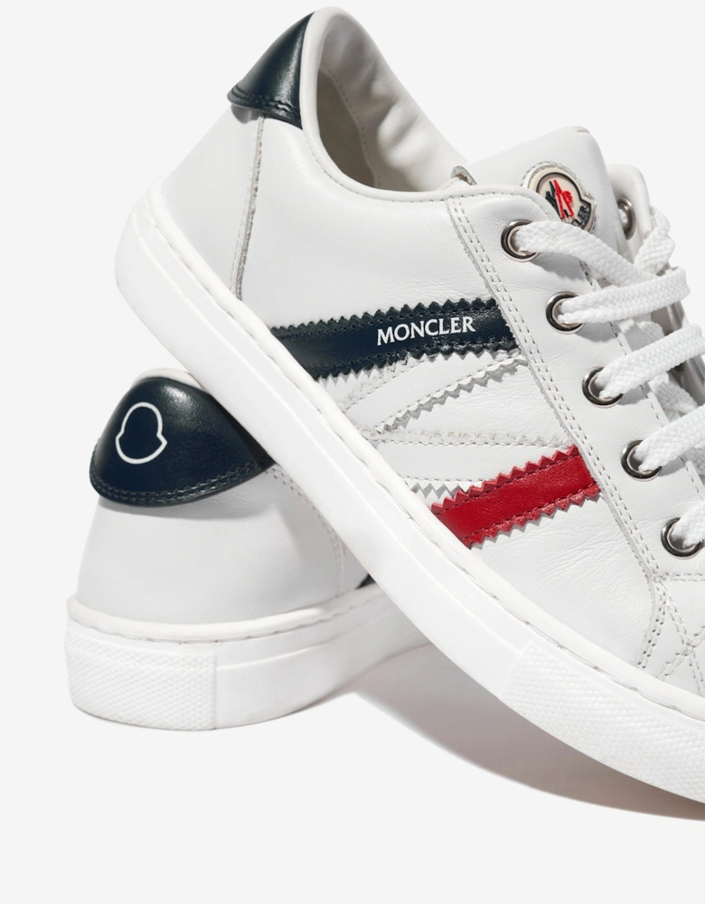Enfant Kids Leather Petit Monaco Low Top Trainers in White