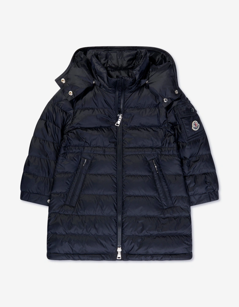 Enfant Girls Down Padded Meillon Long Parka in Navy