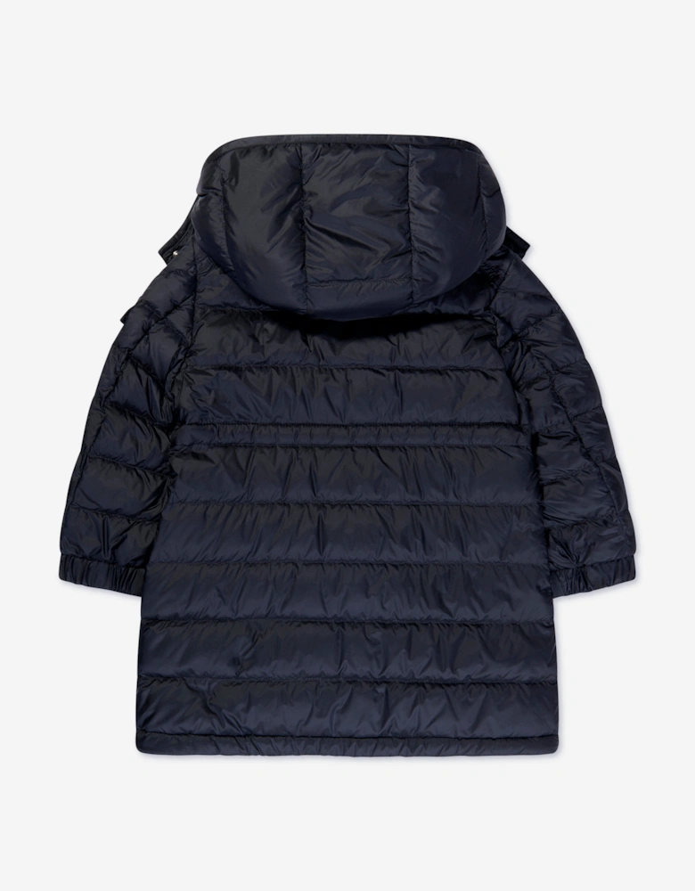 Enfant Girls Down Padded Meillon Long Parka in Navy