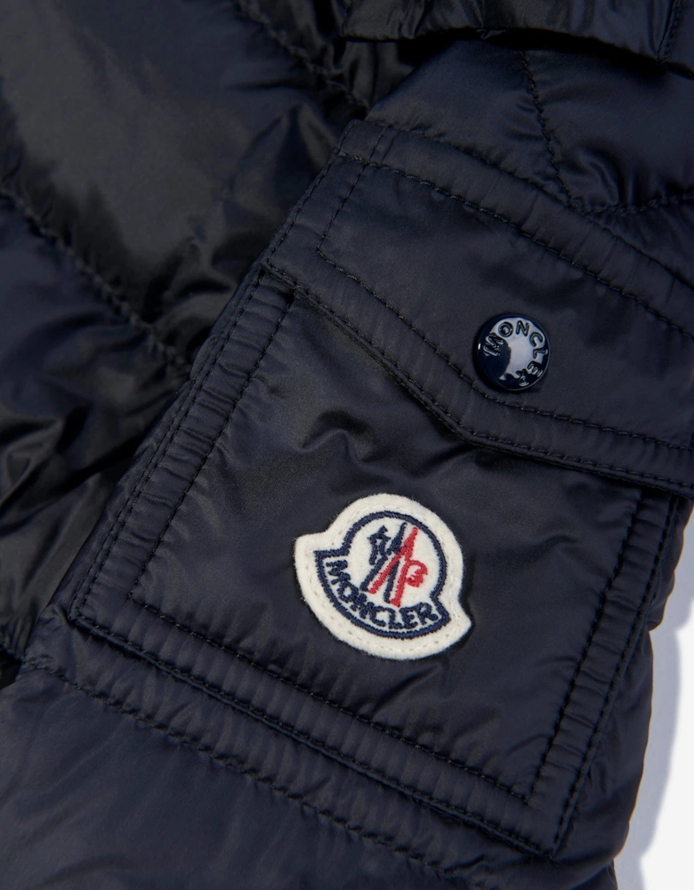 Enfant Girls Down Padded Meillon Long Parka in Navy