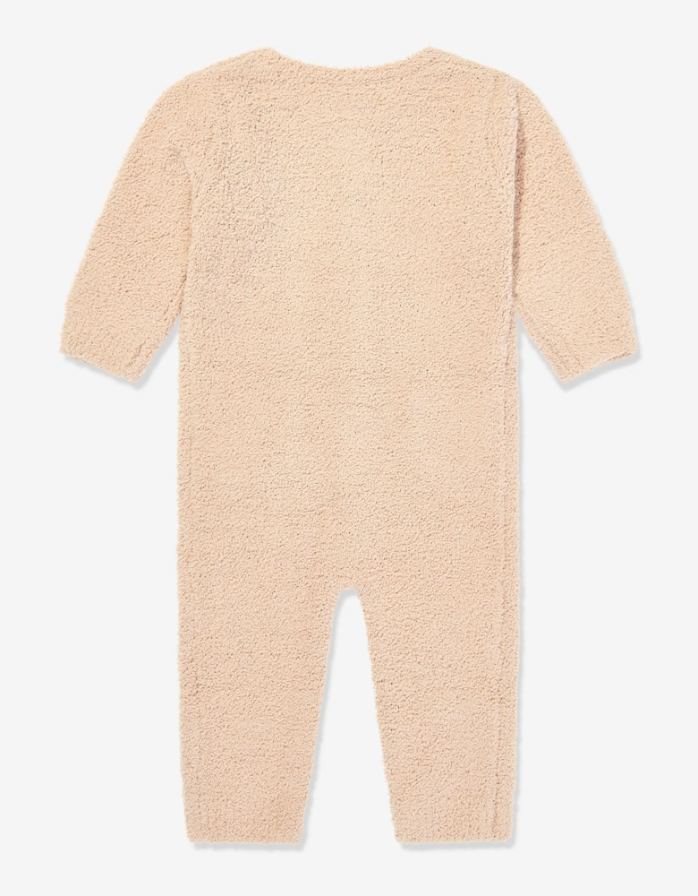 7AM Enfant Baby Fuzzy Long Sleeve Romper in Beige