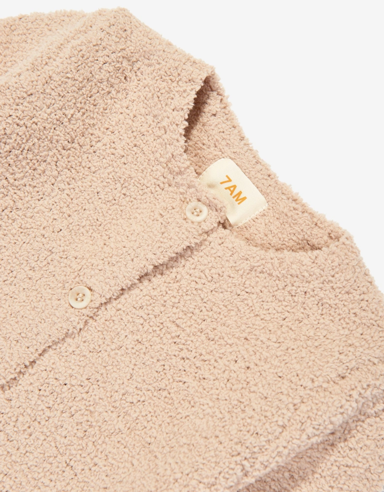 7AM Enfant Baby Fuzzy Long Sleeve Romper in Beige