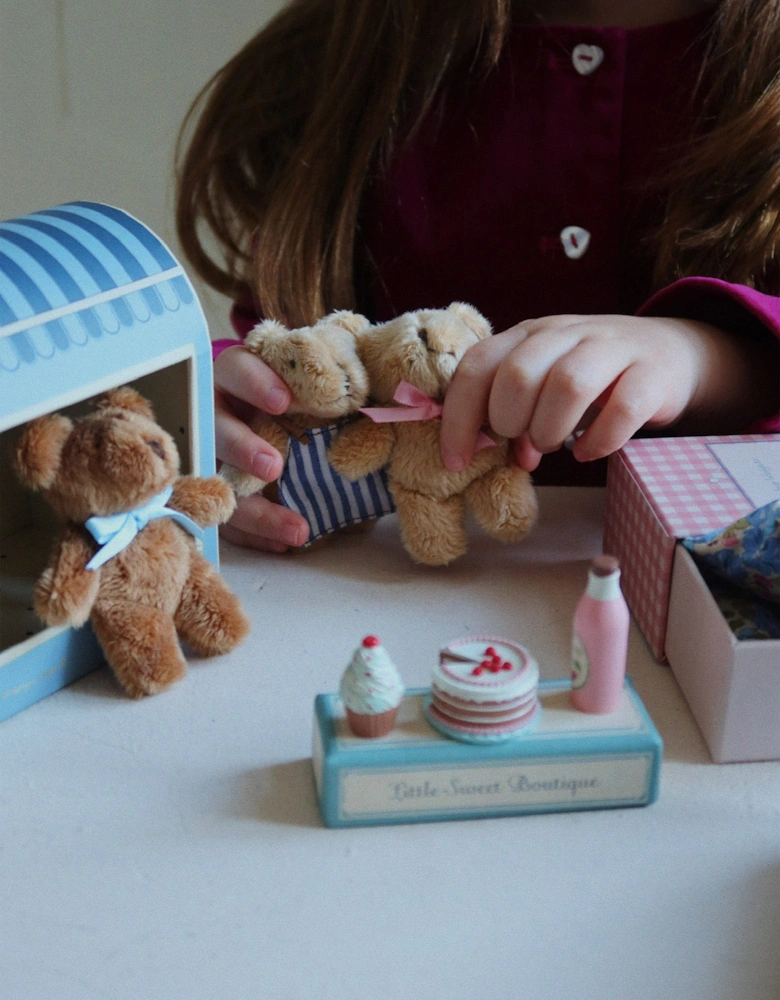 Miniature Teddy With Bed Set in Beige (11cm)