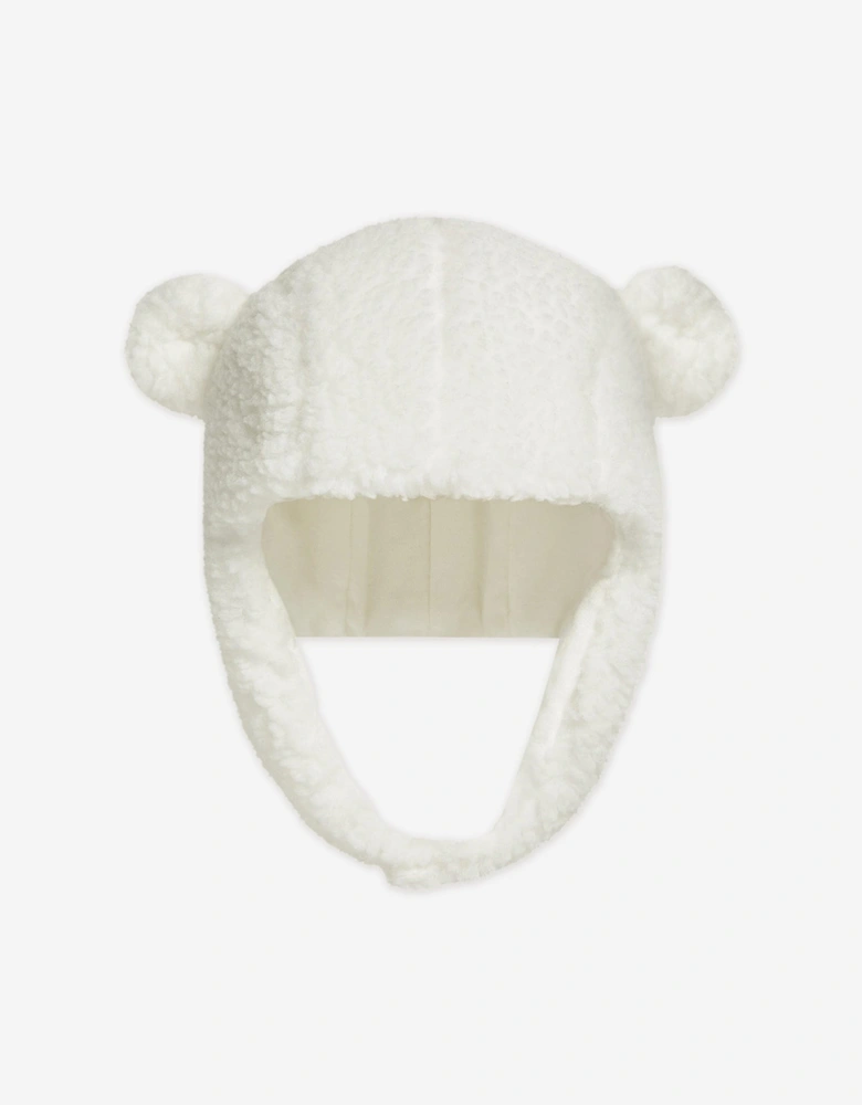 Baby Ear Flap Hat in White