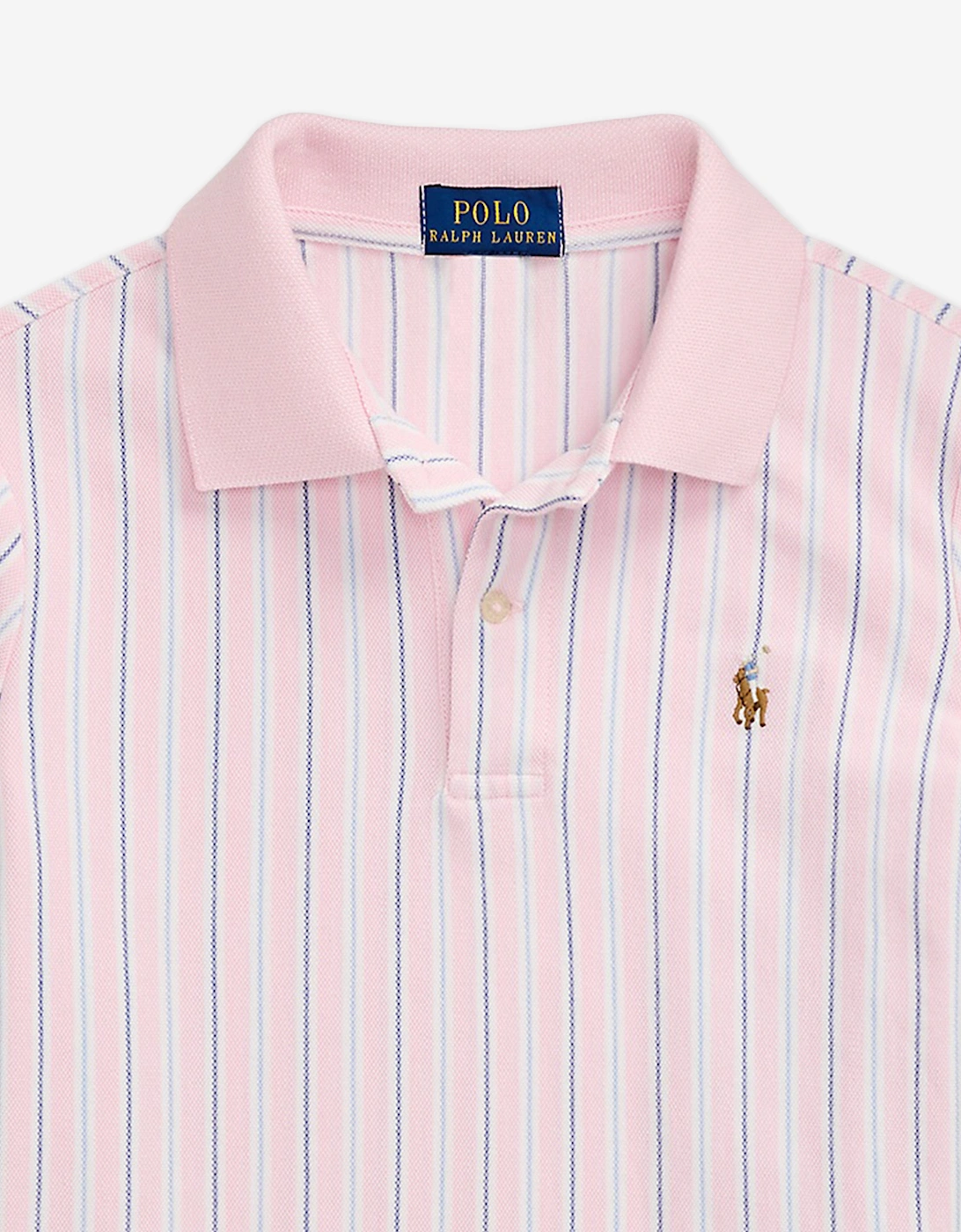 Girls Striped Polo Shirt in Pink