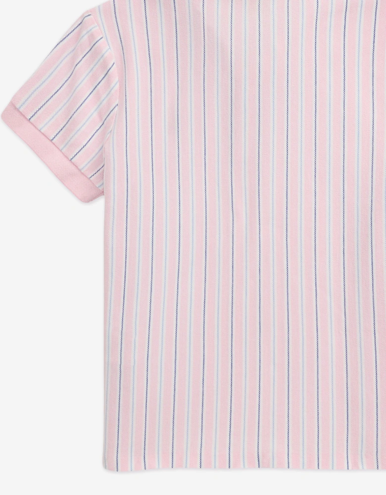 Girls Striped Polo Shirt in Pink