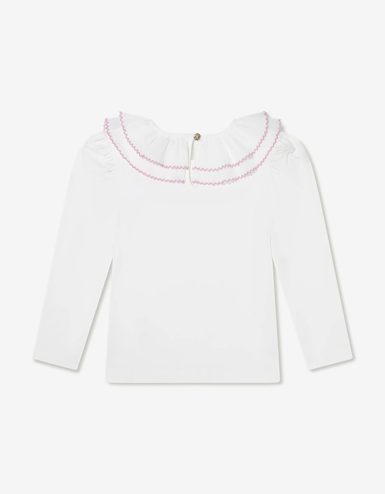 Angels Face Girls Thelma Pleated Collar Top in White