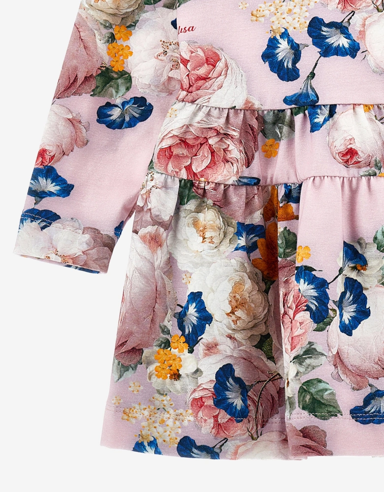 Girls Baroque Roses Jersey Dress in Multicolour