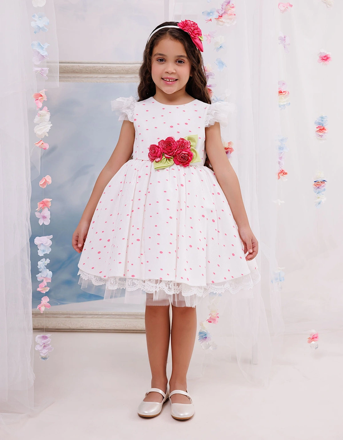 Girls Dress with Headband in Pink