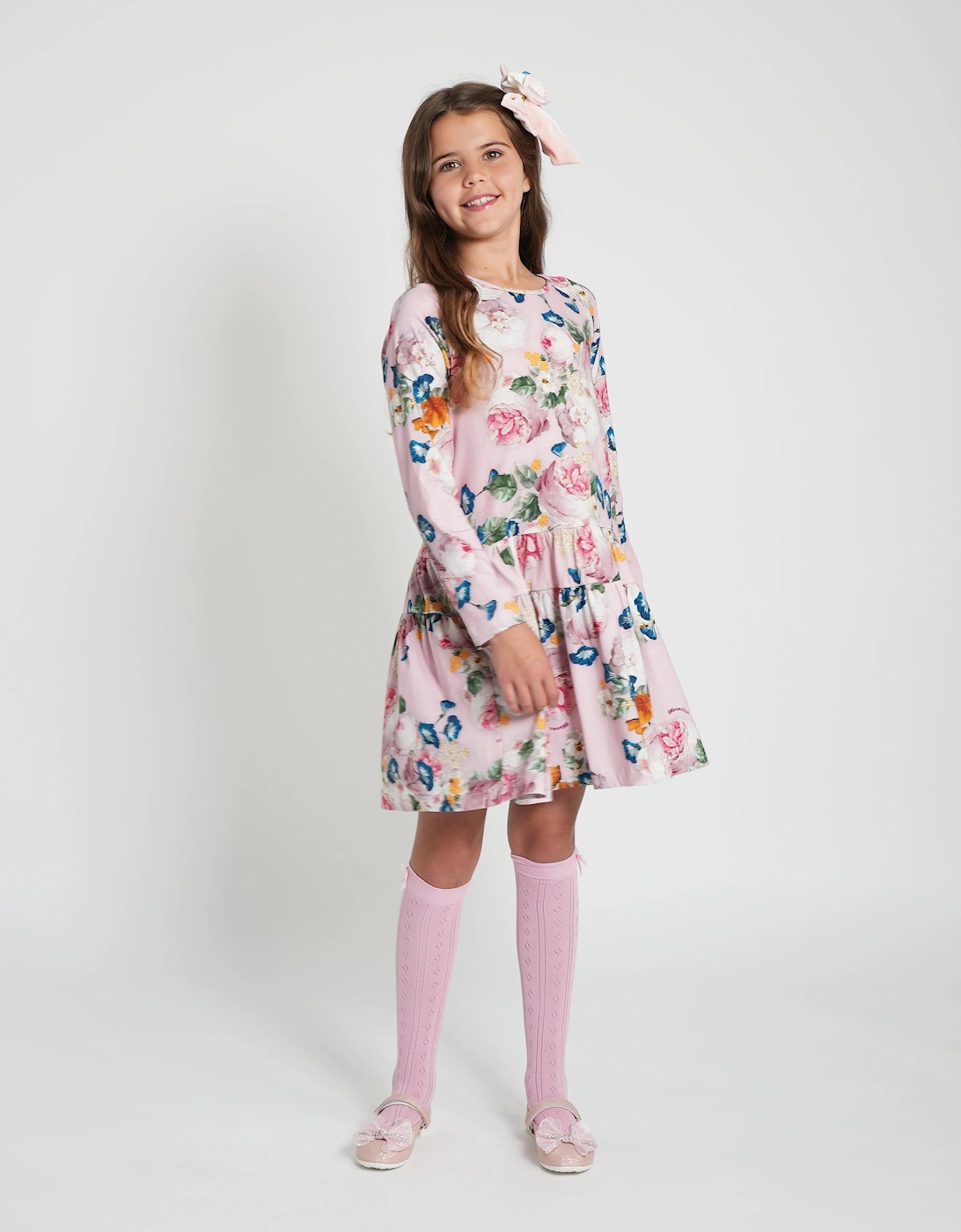 Girls Baroque Roses Jersey Dress in Multicolour, 6 of 5