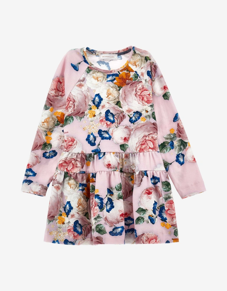 Girls Baroque Roses Jersey Dress in Multicolour