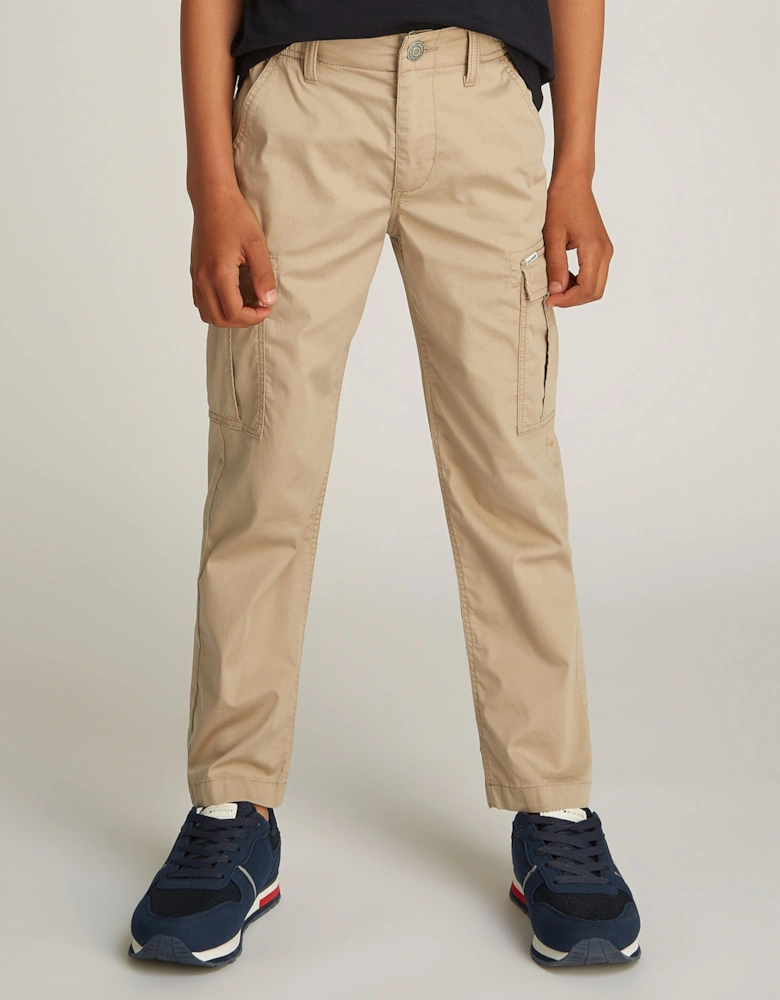 Boys Cargo Trousers in Beige