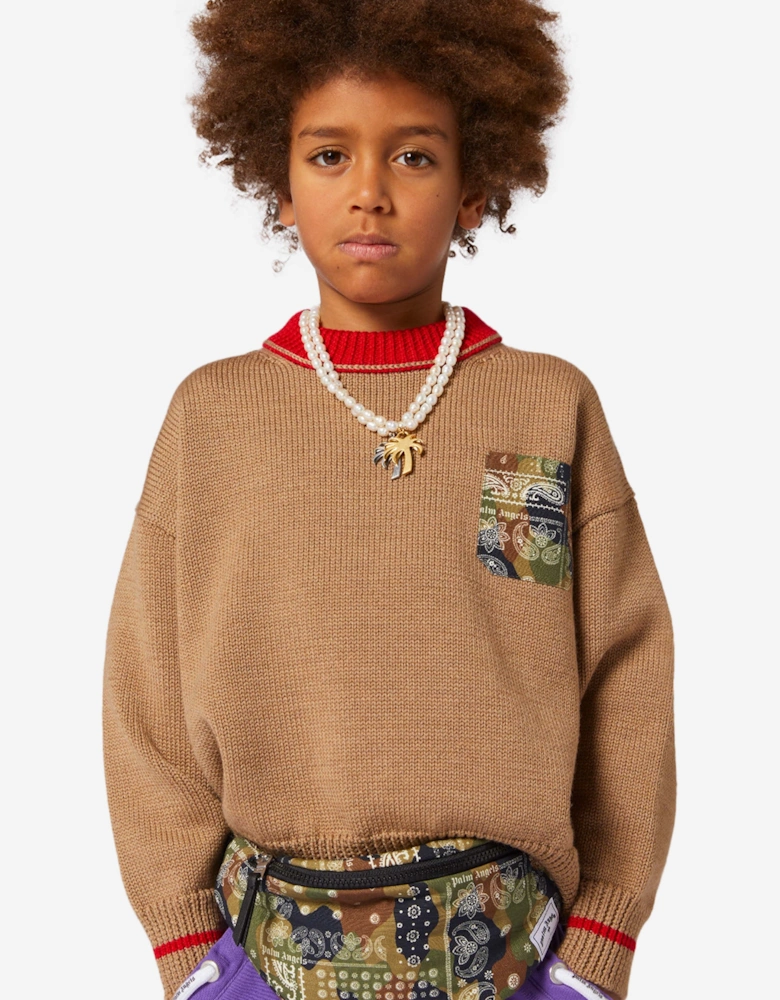 Boys Palm Brush Camo Jumper in Beige