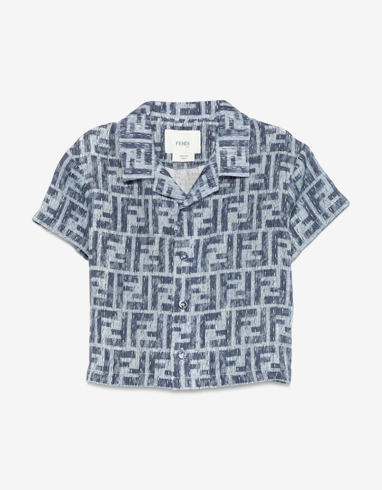 Baby Boys FF Linen Shirt in Blue