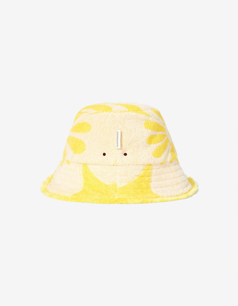 Girls Jacquard Towel Bucket Hat in Yellow