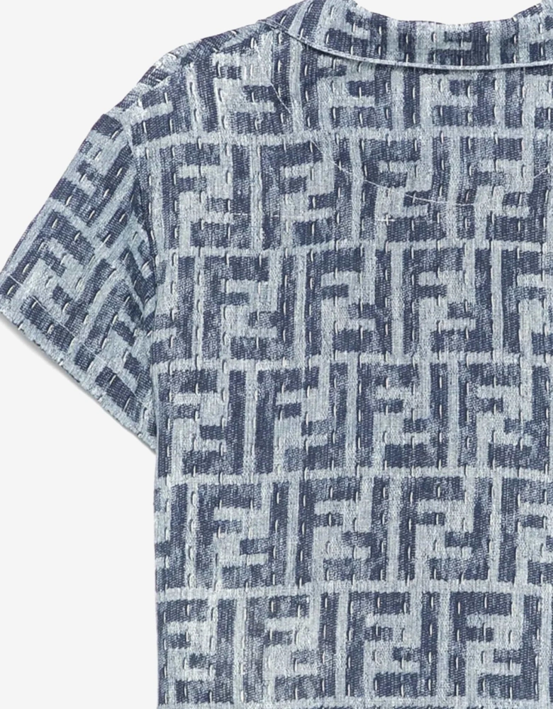 Baby Boys FF Linen Shirt in Blue