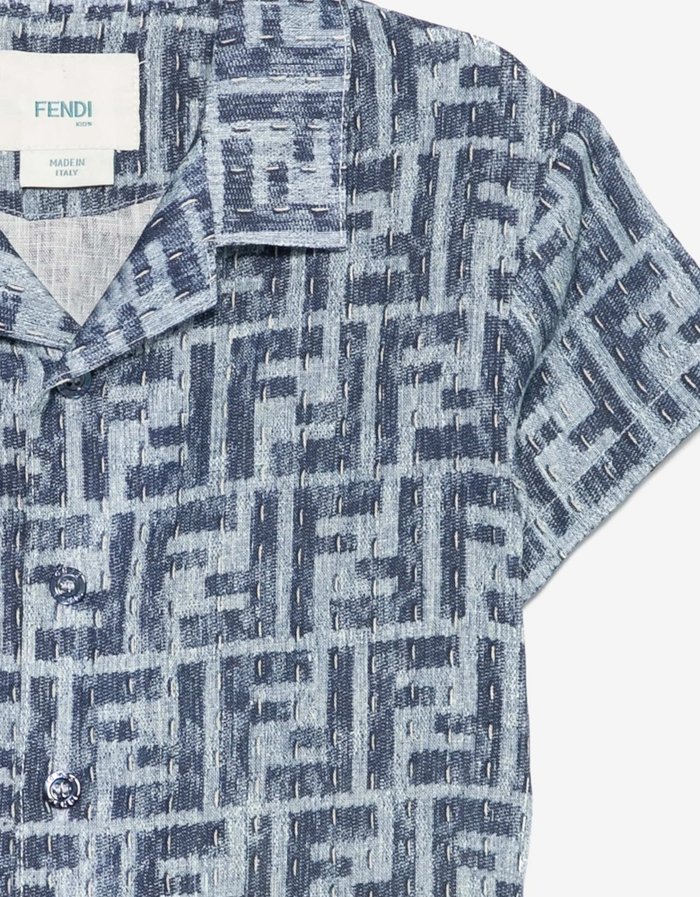 Baby Boys FF Linen Shirt in Blue