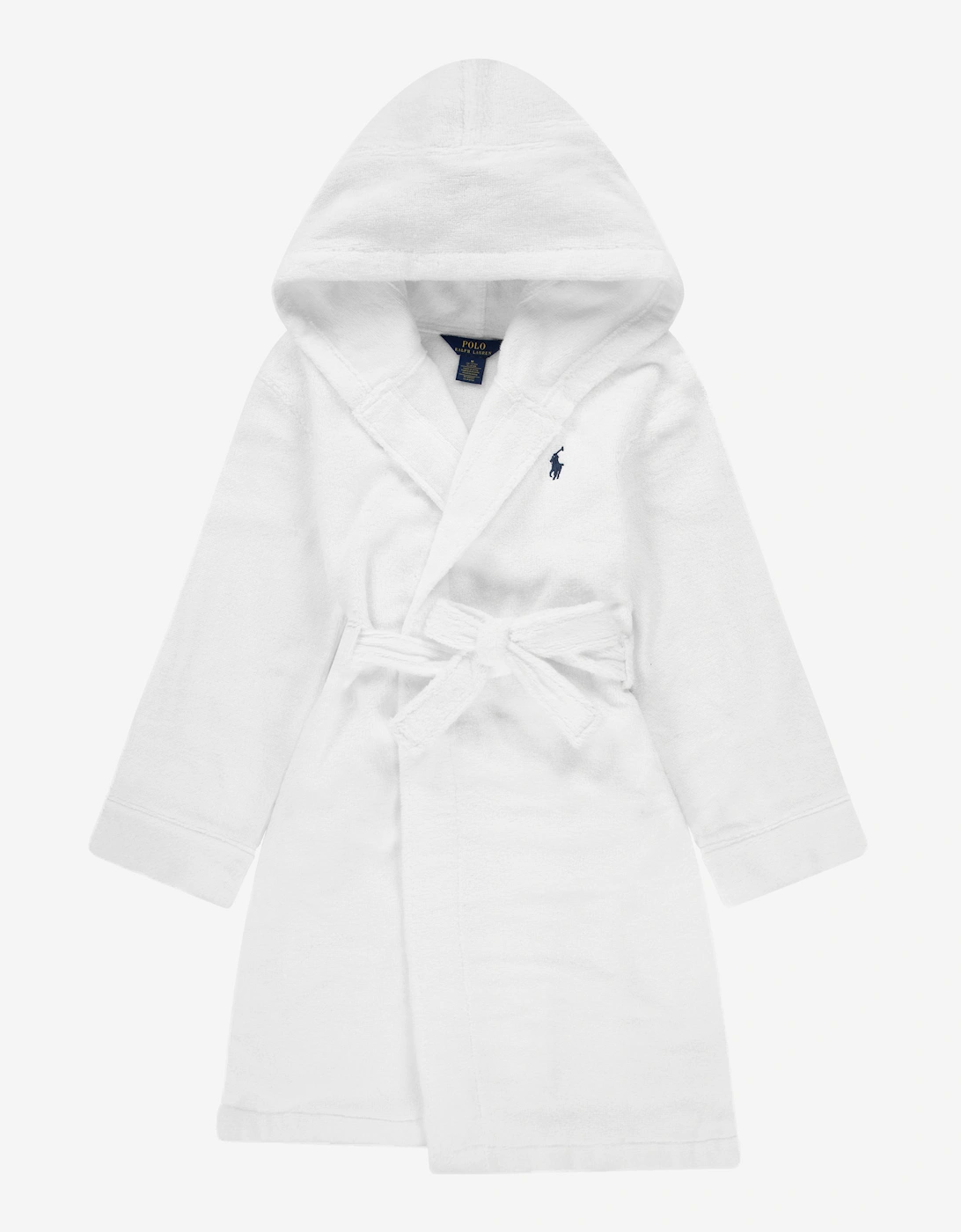 Kids Hooded Plush Terry Bathrobe in White, 5 of 4