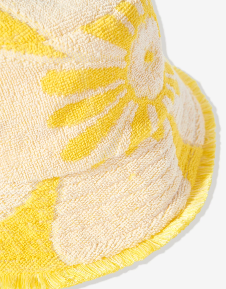 Girls Jacquard Towel Bucket Hat in Yellow