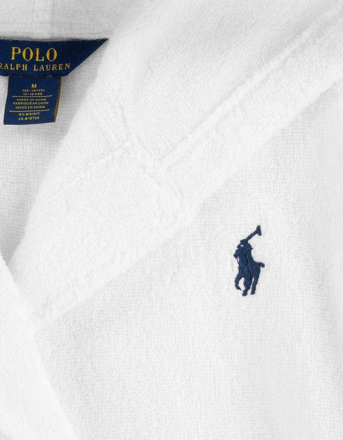 Kids Hooded Plush Terry Bathrobe in White