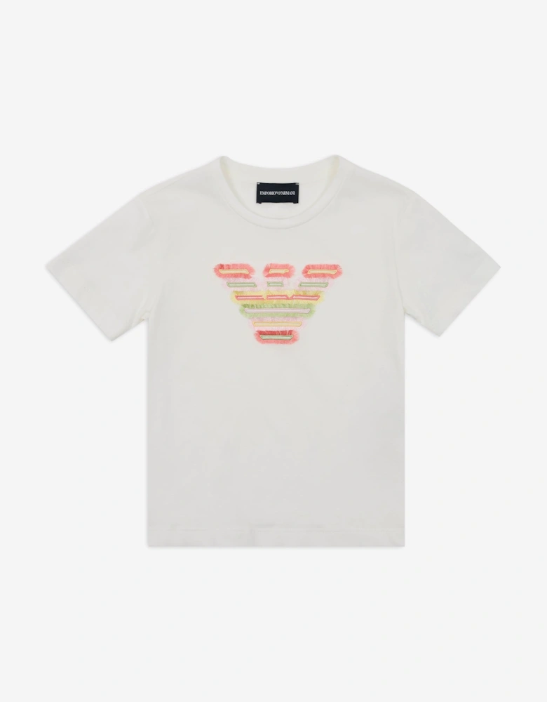 Girls Embellished Logo T-Shirt in White