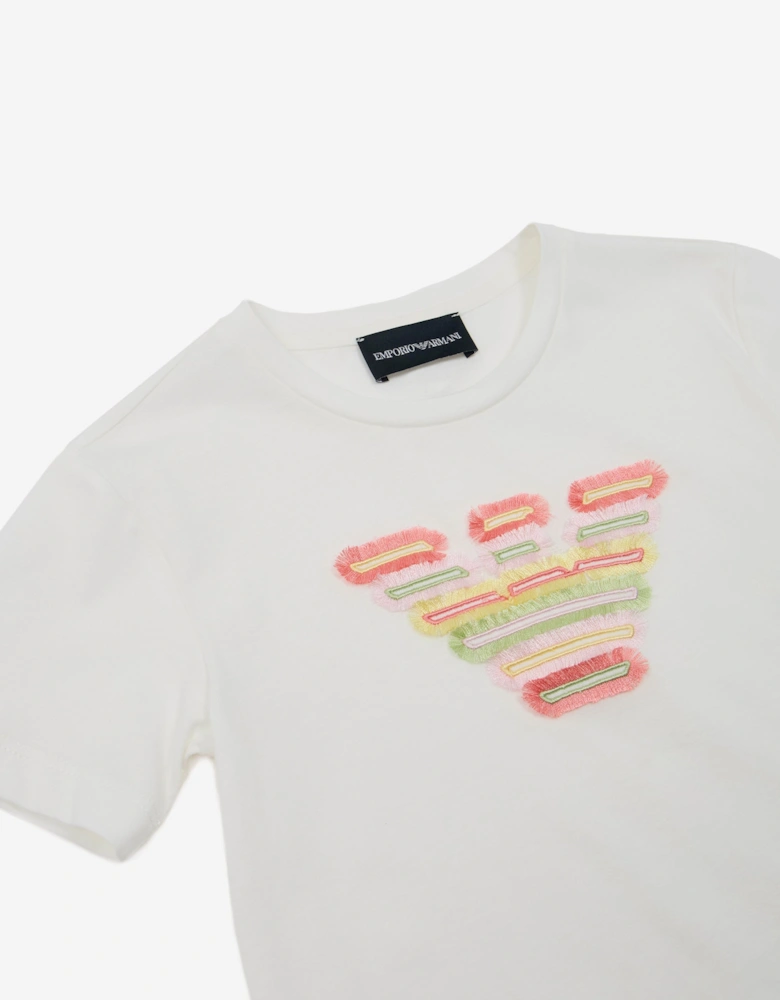 Girls Embellished Logo T-Shirt in White