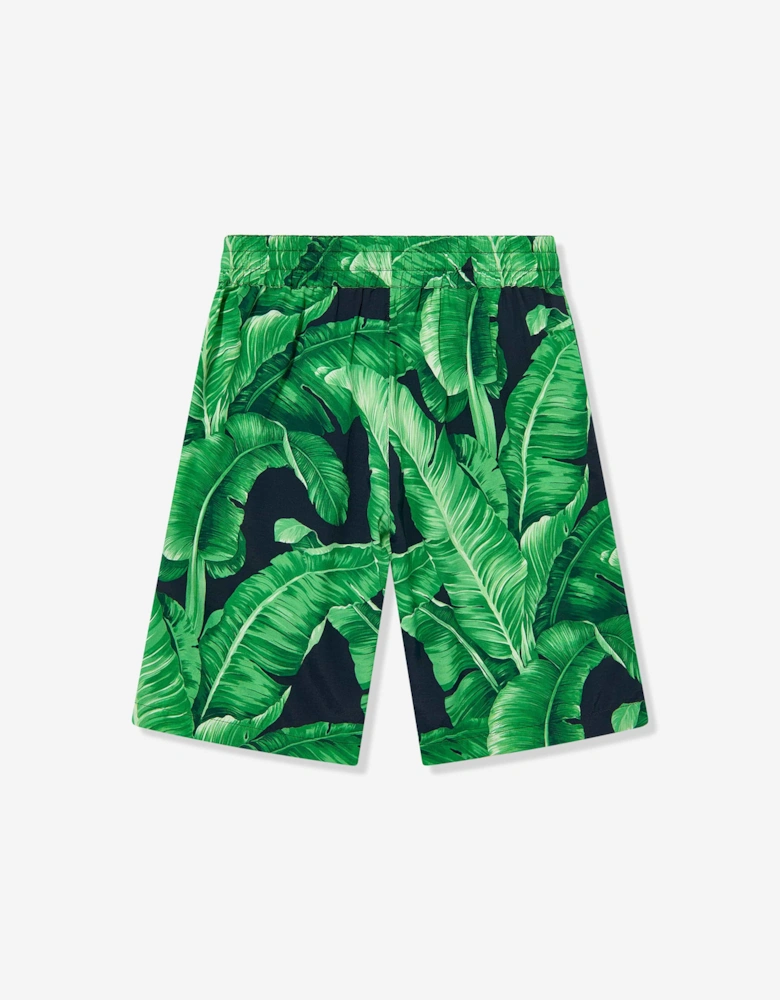 Boys Banana Leaf Bermuda Shorts in Green
